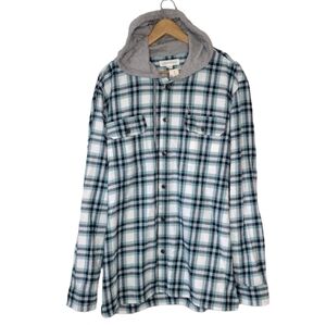 NWT Aeropostale Plaid Button Down Front Hooded Shirt
